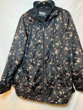 INTL d.e.t.a.i.l.s. Pack-it-in-a-pouch Midweight Floral Coat Sz LARGE-READ DESCR